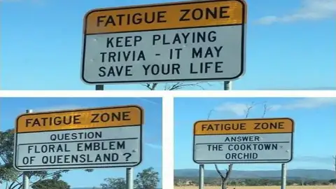 Un trivial en la carretera, la genial idea de Australia para evitar dormirse al volante Un trivial en la carretera, la genial idea de Australia para evitar dormirse al volante