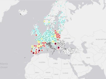 Mapa de calidad del aire de la Agencia Europea de Medio Ambiente