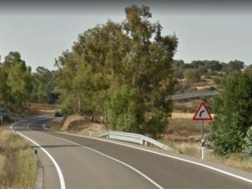 Curva peligrosa en el km 192 de la EX-103 en Badajoz