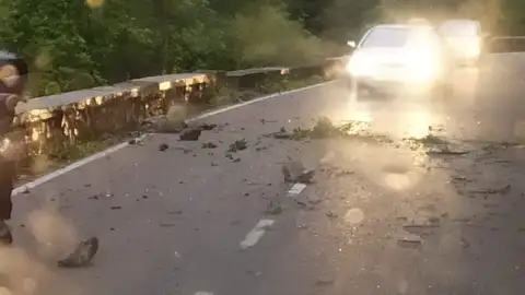 Nacional 625 desfiladero de Los Beyos Desprendimientos continuos a lo largo de todo el desfiladero faltan Urgentemente Mallas antidesprendimientos