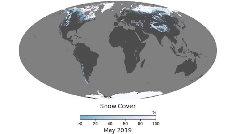 Mapa sobre la cobertura de la nieve en el Planeta 