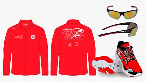 Cortavientos, gafas y zapatillas de la Carrera Ponle Freno 2021 Cortavientos, gafas y zapatillas de la Carrera Ponle Freno 2021