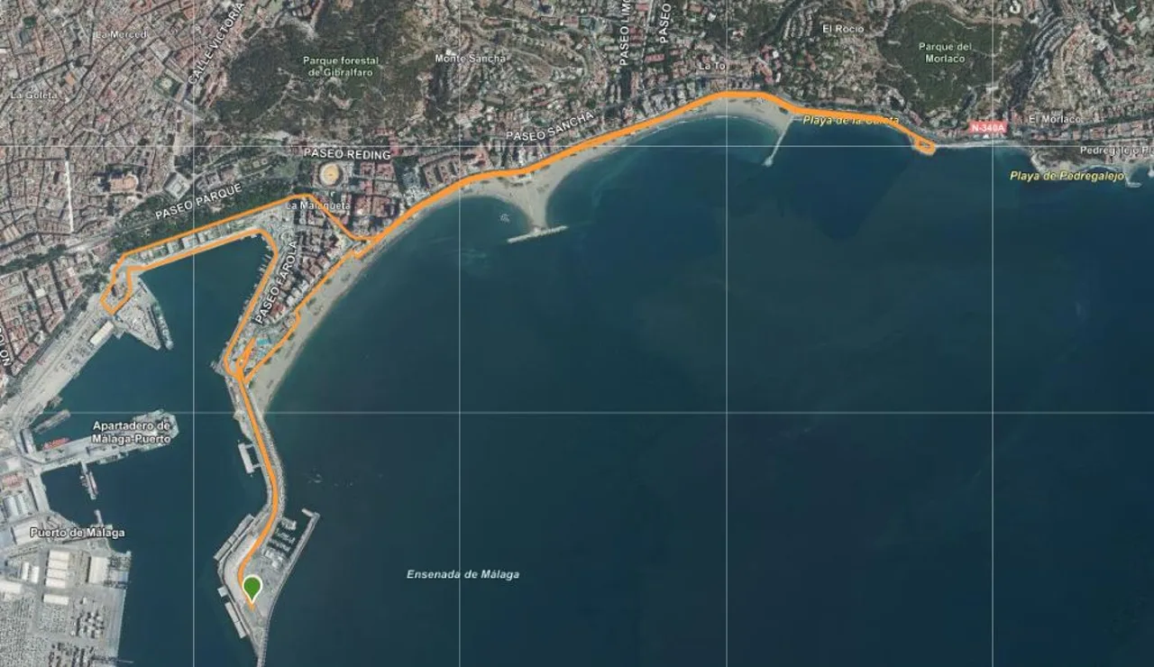 Recorrido de 10 km de la Carrera Ponle Freno Málaga 2023