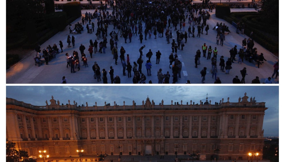 Palacio Real en Madrid durante la Hora del Planeta