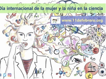 Cartel del Día Internacional de la Mujer y la Niña en la Ciencia 
