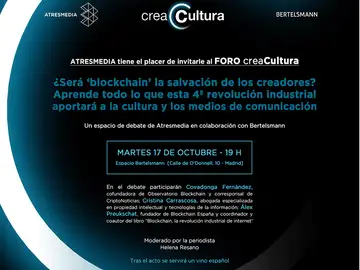 CreaCultura acoge el foro ¿Será 'blockchain la salvación de los creadores? CreaCultura acoge el foro ¿Será 'blockchain la salvación de los creadores?
