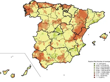 Mapa de la mortalidad por cancer de prostata en Espana Mapa de la mortalidad por cancer de prostata en Espana