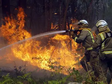 Los bomberos apagan un fuego en Rianxo, Galicia. Los bomberos apagan un fuego en Rianxo, Galicia.