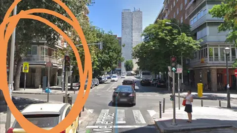 Falta de un paso para peatones En la calle 2 Meléndez Valdés, Chamberí, Madrid hay una intersección en la cuál una de las vías se delimita a uno solo carril, este carril es el único que no tiene un paso de peatones habilitado, lo cuál hace que si un peaton quiere seguir caminando de frente, se ve obligado a cruzar 3 pasos de cebra para continuar por la acera en la que se encontraba. Muchos de estos peatones no están dispuestos ha realizar ese recorrido por lo cuál se arriesgan cruzando la calzada para continuar su camino, esto provoca que muchos vehículos que continuen o giren por esa vía se vean obligados a frenar, esto genera sustos y discusiones constantes entre conductores y peatones