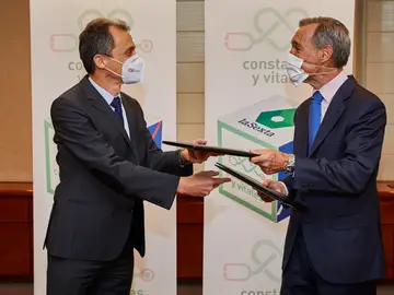 El ministro de Ciencia e Innovación, Pedro Duque, y el consejero delegado de Atresemedia, Silvio González El ministro de Ciencia e Innovación, Pedro Duque, y el consejero delegado de Atresemedia, Silvio González
